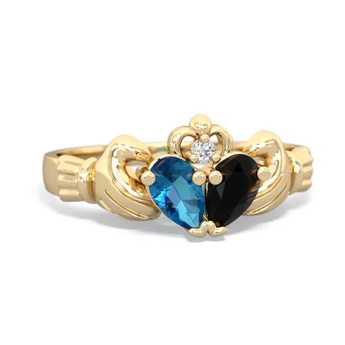 london topaz-onyx claddagh ring