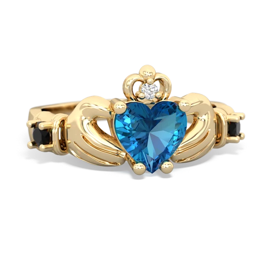 london topaz-onyx claddagh ring