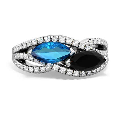 london topaz-onyx double heart ring