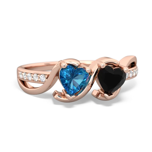 london topaz-onyx double heart ring