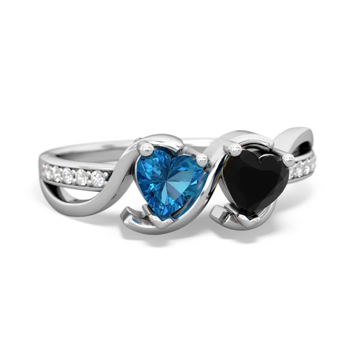 london topaz-onyx double heart ring