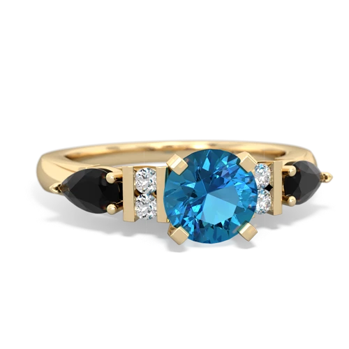Genuine London Blue Topaz with Genuine Black Onyx and Genuine Fire Opal Engagement ring