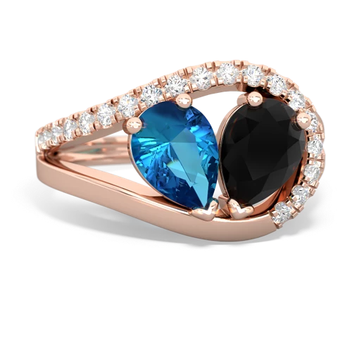 london topaz-onyx pave heart ring