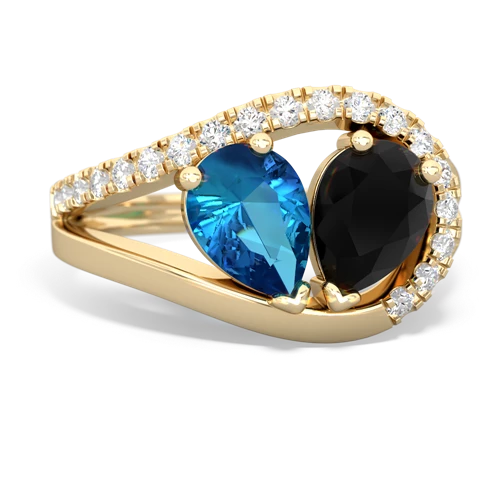 london topaz-onyx pave heart ring