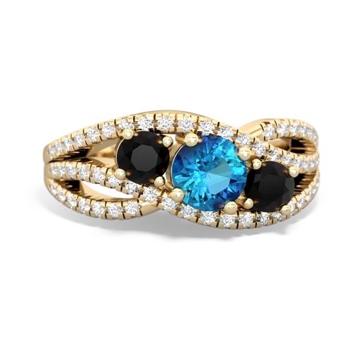 london topaz-onyx three stone pave ring