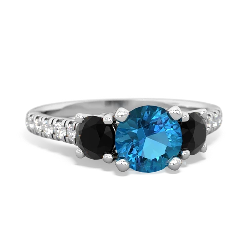 London Topaz Genuine London Blue Topaz with Genuine Black Onyx and Genuine Aquamarine Pave Trellis ring Ring