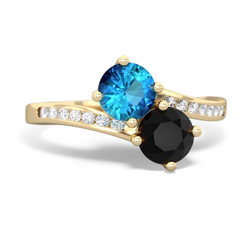 london topaz-onyx two stone channel ring