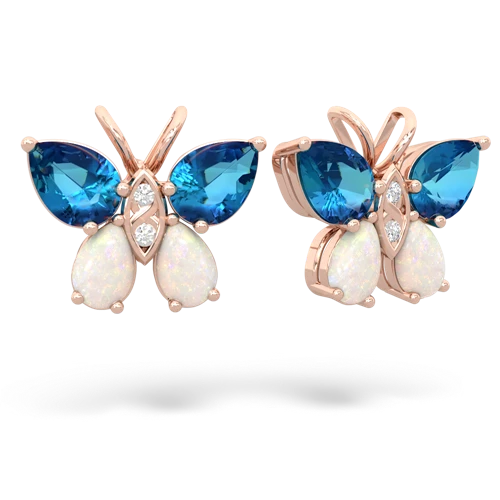 london topaz-opal butterfly earrings