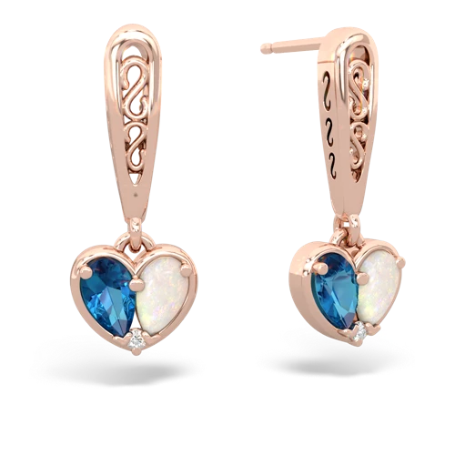 london topaz-opal filligree earrings