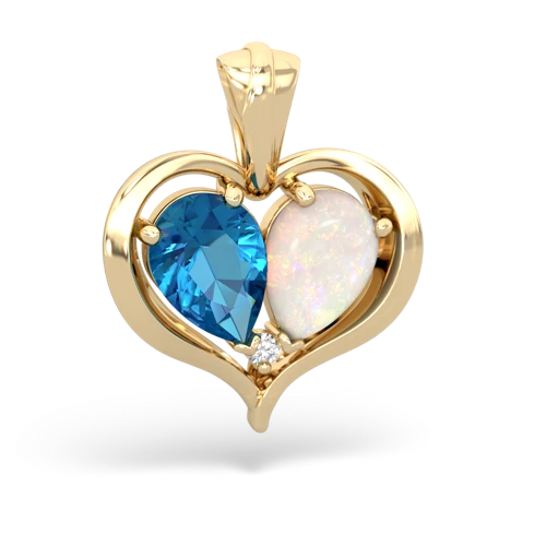 london topaz-opal half heart whole pendant