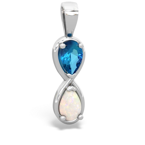 London Topaz Genuine London Blue Topaz with Genuine Opal Infinity pendant Pendant