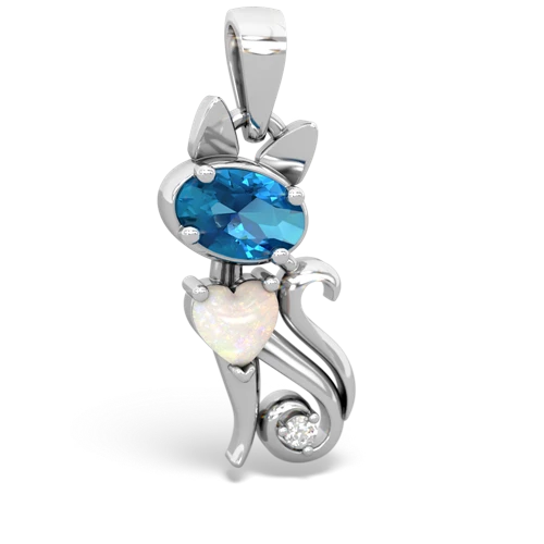 london topaz-opal kitten pendant