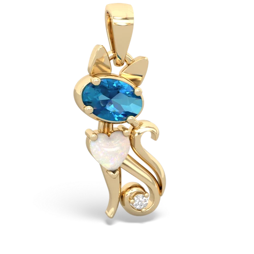 london topaz-opal kitten pendant