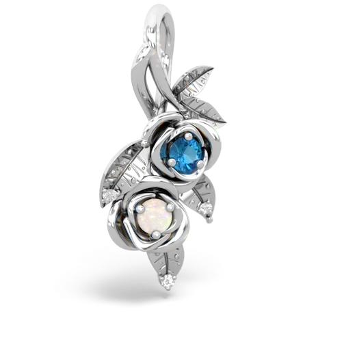 London Topaz Genuine London Blue Topaz with Genuine Opal Rose Vine pendant Pendant