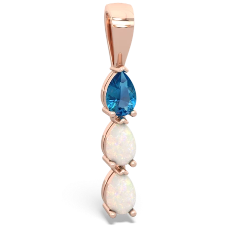 London Topaz Genuine London Blue Topaz with Genuine Opal and Lab Created Sapphire Three Stone pendant Pendant