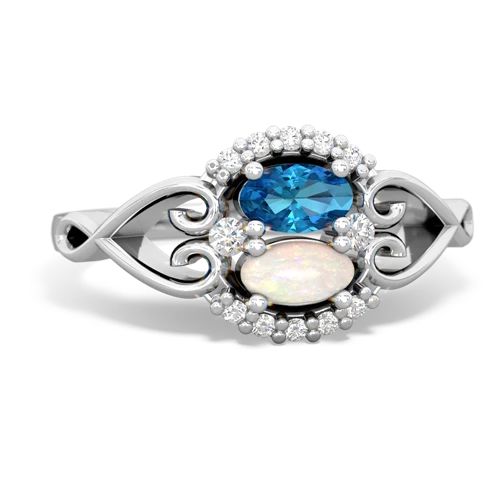 London Topaz Genuine London Blue Topaz with Genuine Opal Love Nest ring Ring