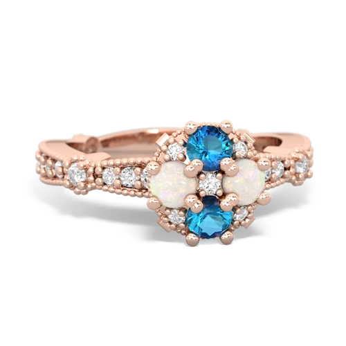 london topaz-opal art deco engagement ring