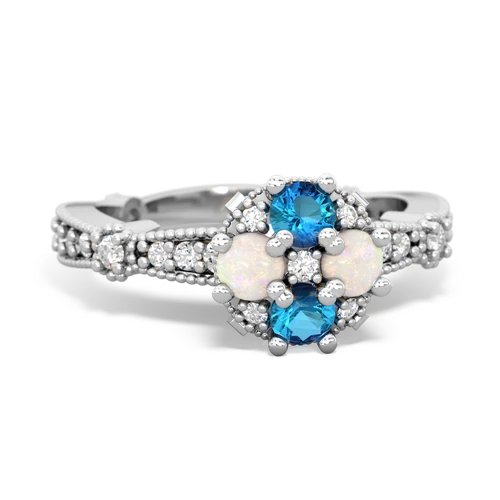 london topaz-opal art deco engagement ring