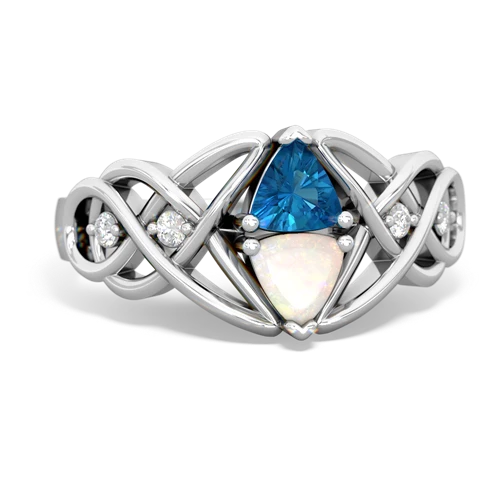 London Topaz Genuine London Blue Topaz with Genuine Opal Keepsake Celtic Knot ring Ring