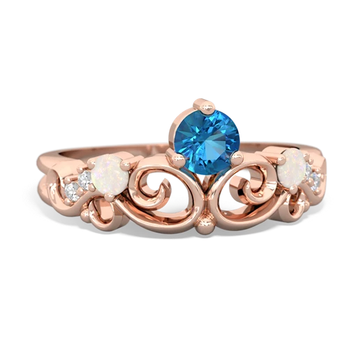 London Topaz Genuine London Blue Topaz with Genuine Opal and Lab Created Pink Sapphire Crown Keepsake ring Ring
