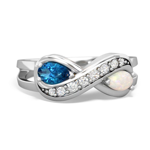 London Topaz Genuine London Blue Topaz with Genuine Opal Diamond Infinity ring Ring