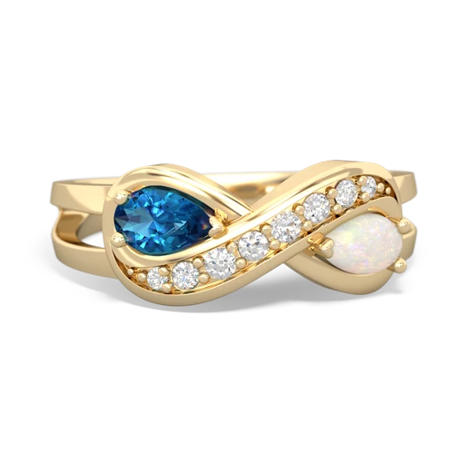 London Topaz Genuine London Blue Topaz with Genuine Opal Diamond Infinity ring Ring