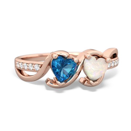 london topaz-opal double heart ring