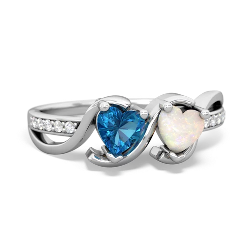 london topaz-opal double heart ring