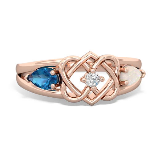 london topaz-opal double heart ring