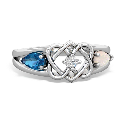 london topaz-opal double heart ring