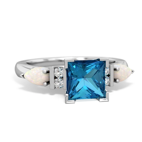 London Topaz Genuine London Blue Topaz with Genuine Opal and Genuine Garnet Engagement ring Ring