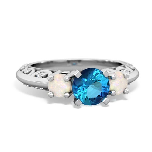 london topaz-opal engagement ring