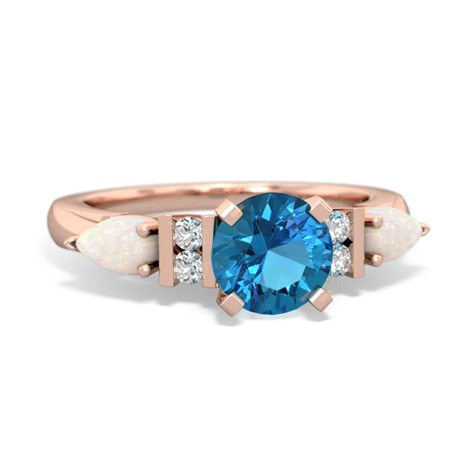 London Topaz Genuine London Blue Topaz with Genuine Opal and Genuine Ruby Engagement ring Ring