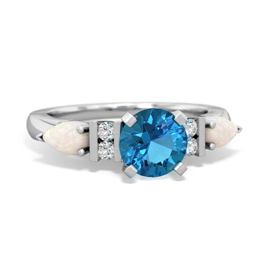 London Topaz Genuine London Blue Topaz with Genuine Opal and  Engagement ring Ring
