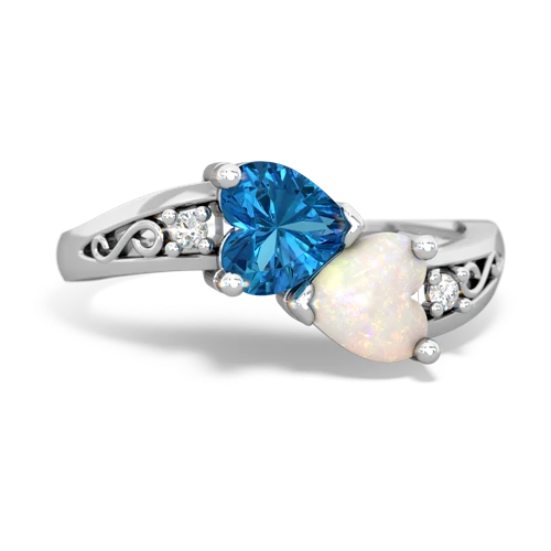 london topaz-opal filligree ring