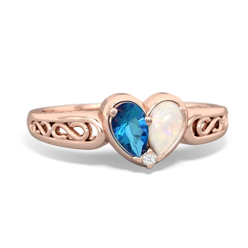 london topaz-opal filligree ring