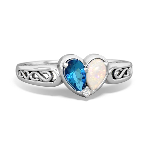 london topaz-opal filligree ring