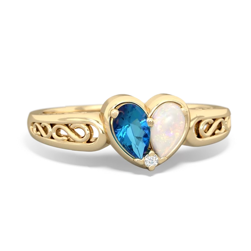 london topaz-opal filligree ring