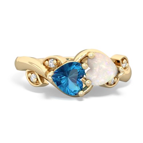 london topaz-opal floral keepsake ring