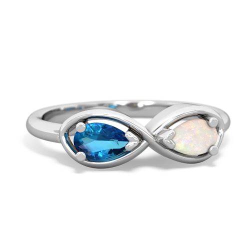 London Topaz Genuine London Blue Topaz with Genuine Opal Infinity ring Ring