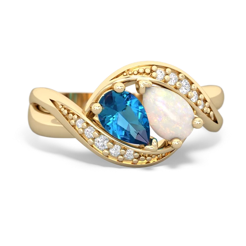 London Topaz Genuine London Blue Topaz with Genuine Opal Summer Winds ring Ring