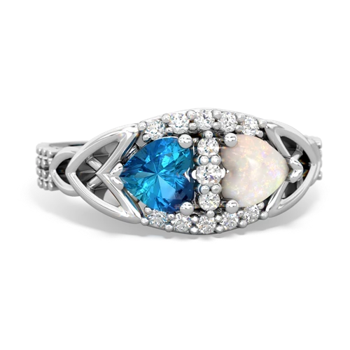 London Topaz Genuine London Blue Topaz with Genuine Opal Celtic Knot Engagement ring Ring