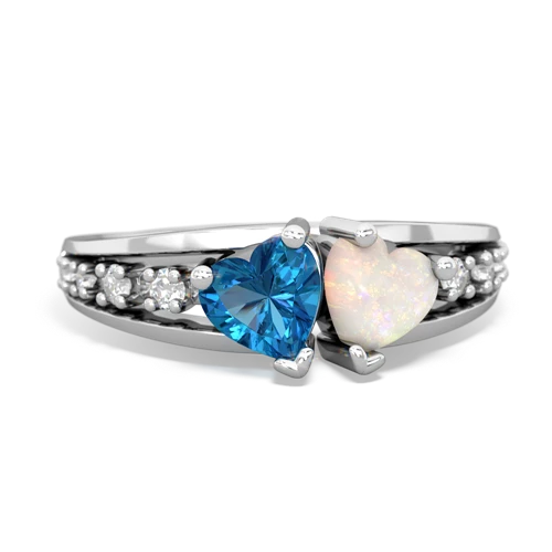 London Topaz Genuine London Blue Topaz with Genuine Opal Heart to Heart ring Ring