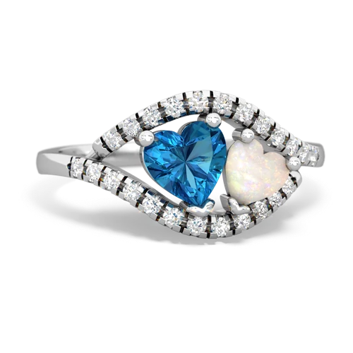 London Topaz Genuine London Blue Topaz with Genuine Opal Mother and Child ring Ring