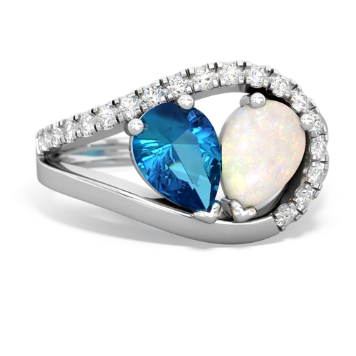 London Topaz Genuine London Blue Topaz with Genuine Opal Nestled Heart Keepsake ring Ring