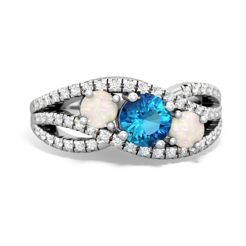 london topaz-opal three stone pave ring