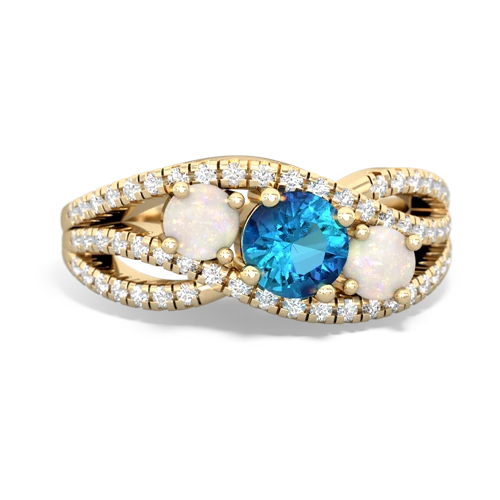 london topaz-opal three stone pave ring