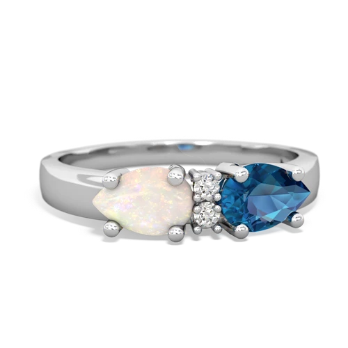 London Topaz Genuine London Blue Topaz with Genuine Opal Pear Bowtie ring Ring