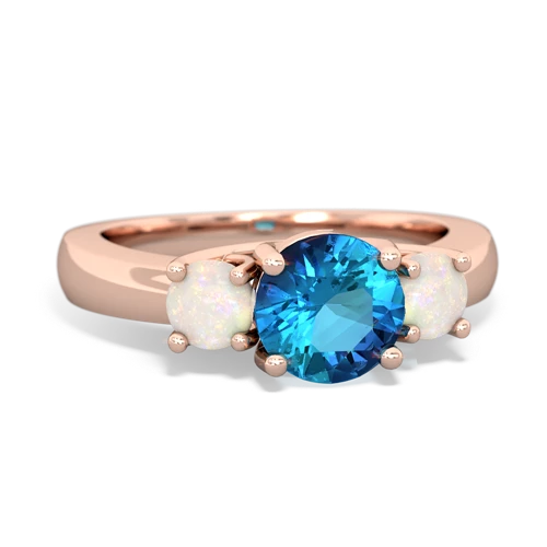London Topaz Genuine London Blue Topaz with Genuine Opal and Lab Created Pink Sapphire Three Stone Trellis ring Ring