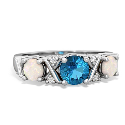 London Topaz Genuine London Blue Topaz with Genuine Opal and  Hugs and Kisses ring Ring
